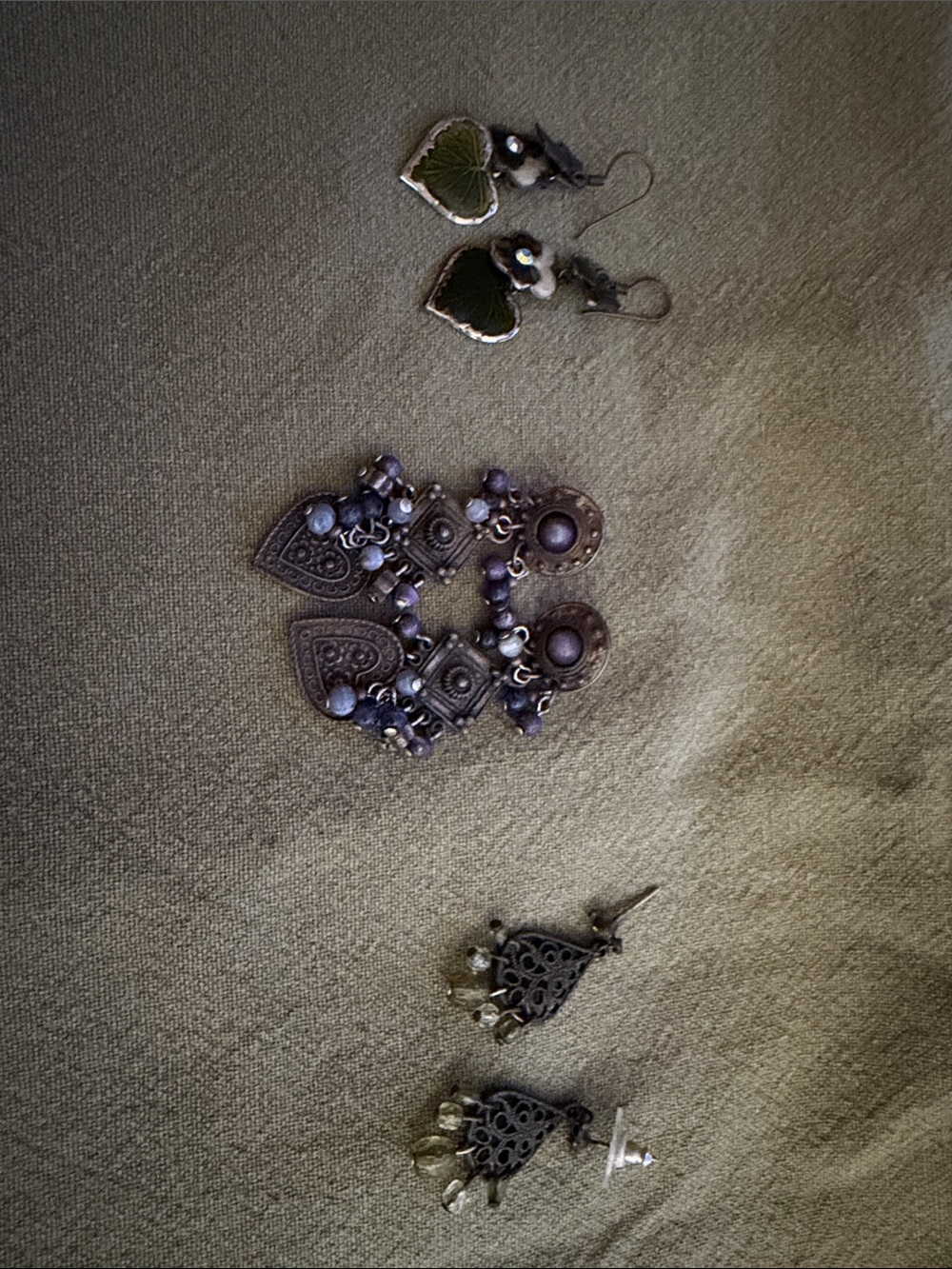 Handcrafted Purple Boho Dangle Earrings - Unbranded